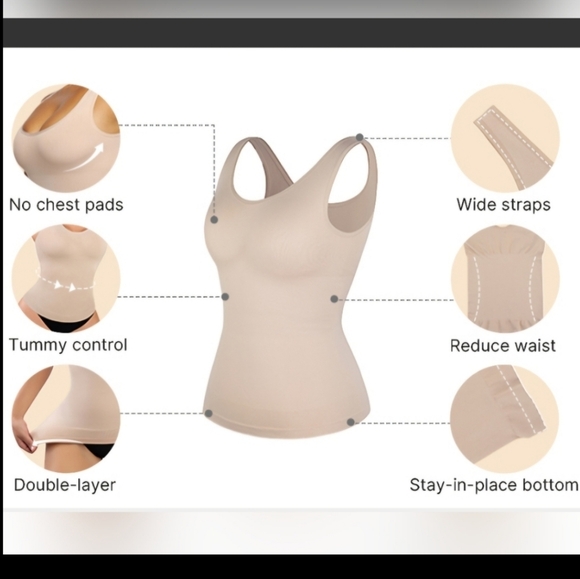 NWT Shapellx Tank Shapewear Cami Stretch 3X/4X Plus Size Brown - Picture 5 of 10